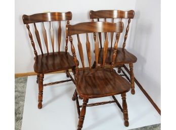 3 Nice Wooden Chairs - 17 In Tall Seat 33 In Tall Back