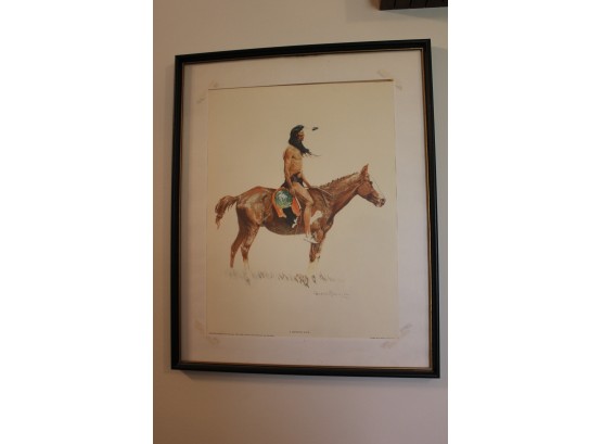 Frederick Remington ' A Cheyenne Buck' In Color Print, Frame Is 16.5 X 20.5