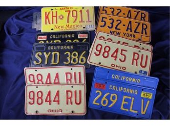 11 Misc License Plates - New Mexico, California, Ohio, New York , Years Very 73 To 91