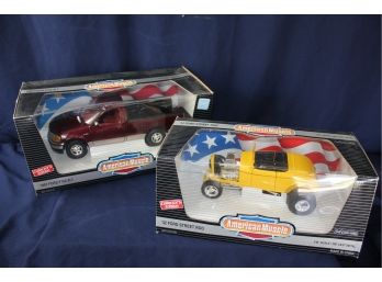 2 American Muscle Ertl Diecast Metal In Box, 1:18 Scale, 1932 Ford Street Rod And 1997 Ford F-150 XLT