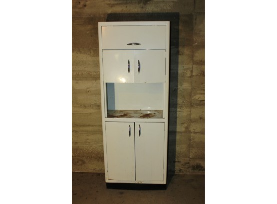 White Metal Cabinet With Doors - Has Some Rust Spots-  62 In Tall 24 In Wide 12 In Deep