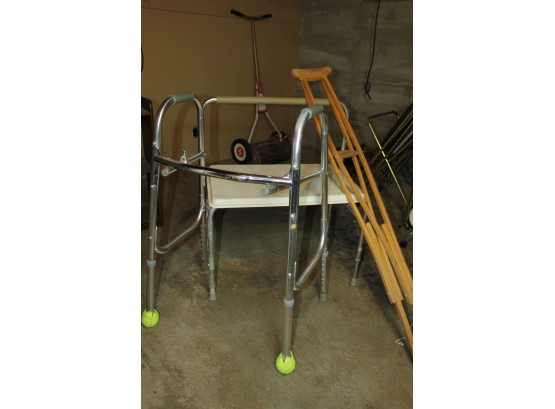 Walker, Crutches, Shower Bench 25 Inch Wide