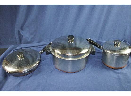 3 Revere Ware Pans With Lids