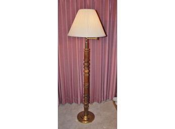 Wood And Brass Floor Lamp 5' Tall