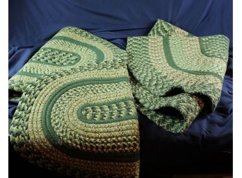 4 Braided Green Rugs, 46 In, 33 Inch X 3