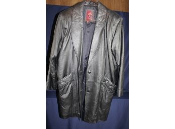 Leather Black Coat - Women's Medium - G III 38 Inch Long