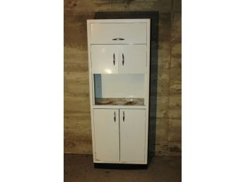 White Metal Cabinet With Doors - Has Some Rust Spots-  62 In Tall 24 In Wide 12 In Deep