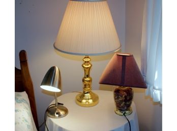 Cardboard Occasional Table With Cloth And Three Lamps
