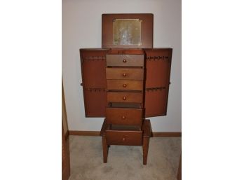 Wooden Jewelry Cabinet 42 In Tall , Many Drawers And Compartments