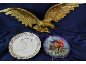 Gold Medal Eagle 28 In Wingspan - D-Day Plate, Kennedy Facts Plate