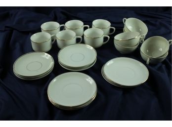 12 Cups And 12 Saucers - White With Gold Rims