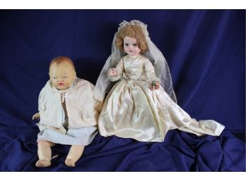 Cloth Body, Soft Rubber Arms, Legs And Head 19 Inch Bride - Horsman Doll, Neck And Arms And Hips, 17 In