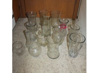 Large Lot Of Clear Vases, Many Large Ones