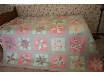 Hand Quilted Quilt - Nice Condition - 88 X 76