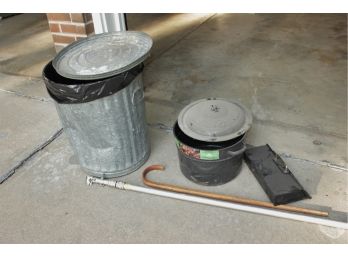 Galvanized Can, Cane, Enamel Pan With Lid, Extension Pole