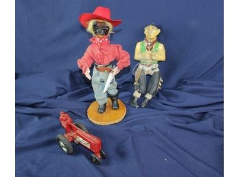 Old Cowboy Doll, Hard Plastic Tractor, And Miscellaneous