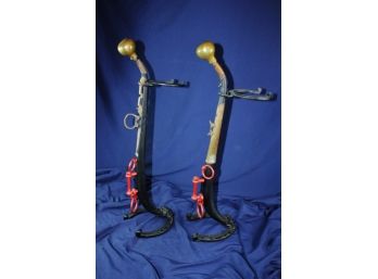 2 Horseshoe Stands Made From Miscellaneous Parts