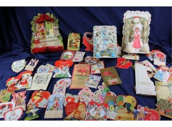 Lot Of Vintage Greeting Cards, A Few Cute Honeycomb Type