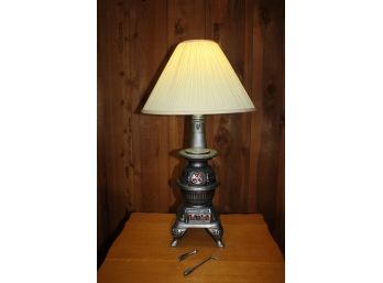 Ceramic 32 Inch Tall Pot Belly Stove Lamp - Looks Like Crackling Fire
