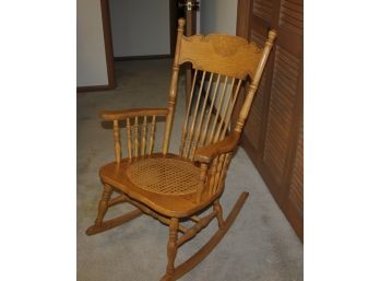 Old Cane Bottom Wooden Chair, Oak