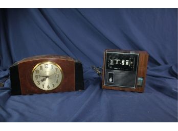 2 Clocks - Working Antique Sessions Westminster Electric Chime Clock, Vintage Sears Clock Radio