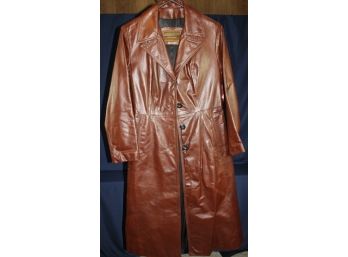 Greenland - Long Brown Leather Coat - 47 In Long - Close To Size 12