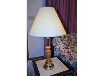 Wood And Brass Table Lamp