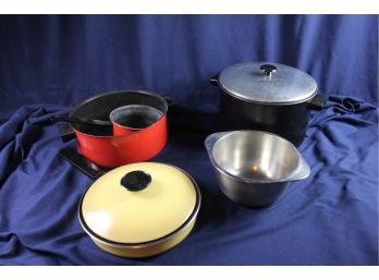 Country Inn By West Bend 8.75'  Yellow Skillet, Two Red Buckeye Black Great Cooks, Small Stainless Bowl