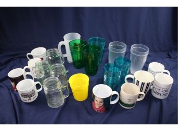 Miscellaneous Plastic And Glass Tumblers, Coffee Cup