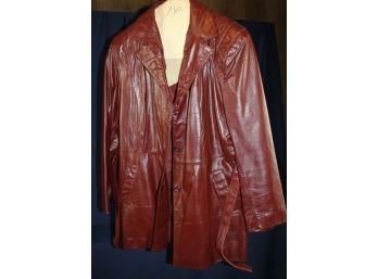Classic Directions - Size 14 Leather Jacket - Brick Red 31 Inch Long
