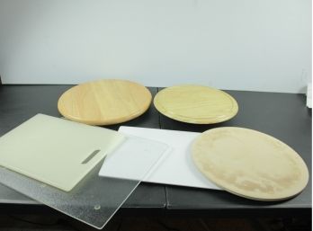 3 Cutting Boards, 2 Lazy Susans, Pizza Stone
