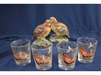 4 Pheasant Glasses And 2 Ardco Quail