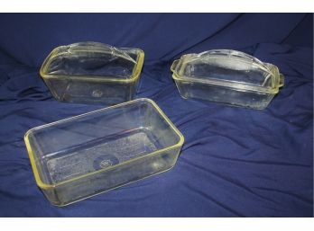 3 Dishes, 2 Are Westinghouse One Is Pyrex, 2 Lids But Only Fit One Dish