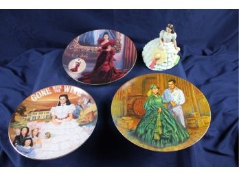 Gone With The Wind Misc- Avon Figurine, Knowles Plate, 2 Bradford Exchange Plates,1 Is A Music Box