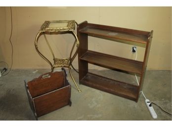 Nice Little Shelf, Old Magazine Rack And Old Metal Table With Mirror