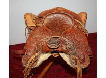 Possibly Antique Leather Child Saddle #1 2248 - Stool Not Included