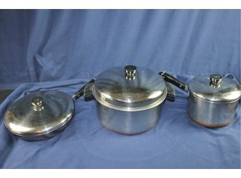3 Revere Ware Pans With Lids