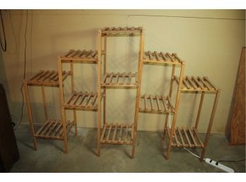 Wooden Plant Stand With 11 Shelves, 5 Ft Wide 45 In Tall