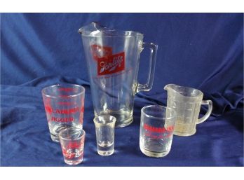 Schlitz Pitcher, Vintage Creamer, Miscellaneous Glasses