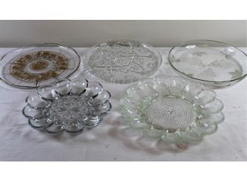 3 Serving Platters, Two Egg Plates