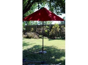 8 Ft Red Patio Umbrella And Stand