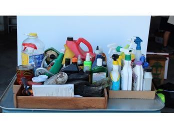Miscellaneous Garage Sprays And Bottles, Garden Tool, Mallet, Flo Tool Tray