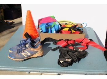New Balance Cleats 4.5, Flag Football Flags, Cones, Flag Stand With Flags