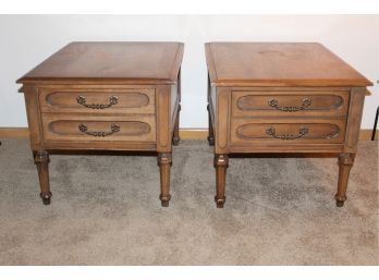 Two End Tables With A Drawer - 1 Has Wear 20.5 T X 22 W X 27 D