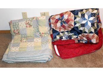 Two Quilts, Redone- 107 In X 90 In, Floral 184.5 X 90