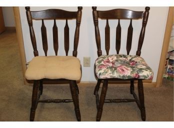 Two Wooden Chairs With Cushions