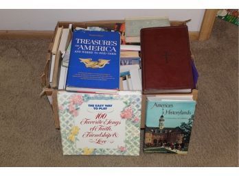 Large Box Of Books Including Bibles
