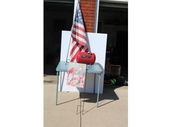 Air Bubble - Needs Hose, American Flag, Yard Stand With Flags