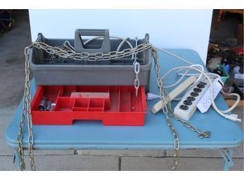 Tool Box, 3 Power Strips, 2  6ft Chains