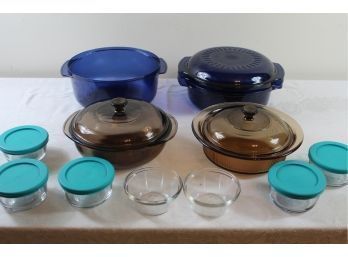 Blue Tupperware Bowls, Two Baking Dishes, Storage Containers
